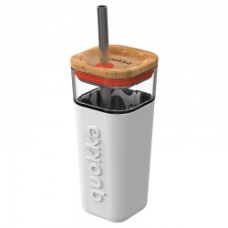 Skleněný pohár s brčkem na smoothie Liquid Cube 540 ml, Quokka, graffiti