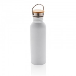 Nerezová láhev s bambusovým víčkem, 710 ml, XD Design, bílá