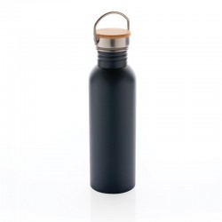 Nerezová láhev s bambusovým víčkem, 700 ml, XD Design, modrá