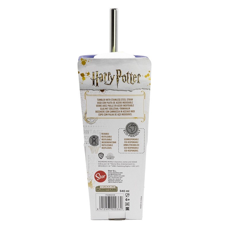 Pohár na pití s nerez brčkem, 540 ml, Stor, Harry Potter