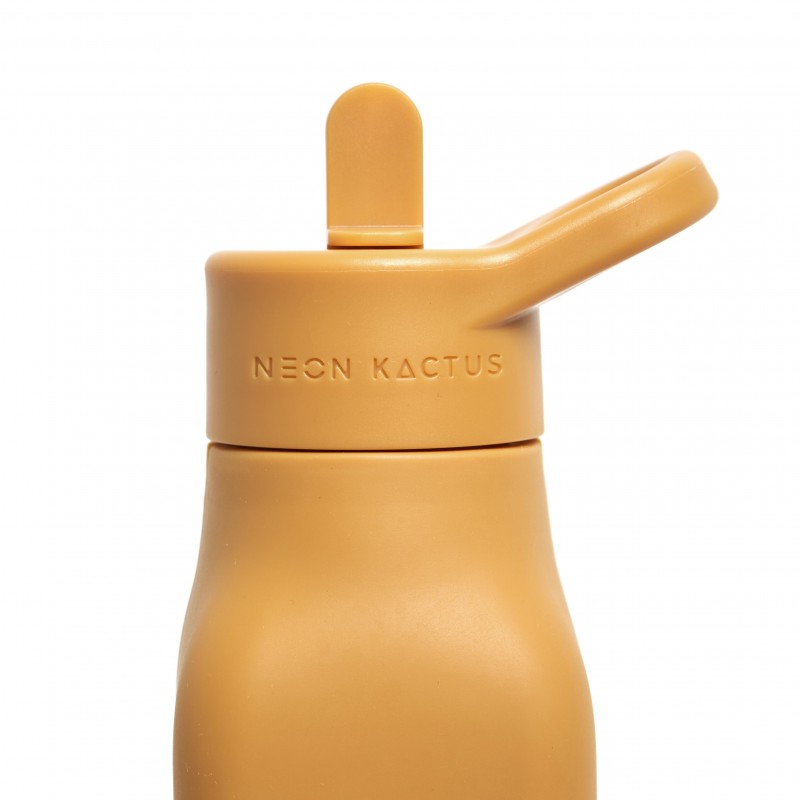 Dětská silikonová láhev, 340ml, Neon Kaktus, Žlutá