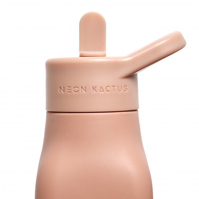 Dětská silikonová láhev, 340ml, Neon Kaktus, Růžová