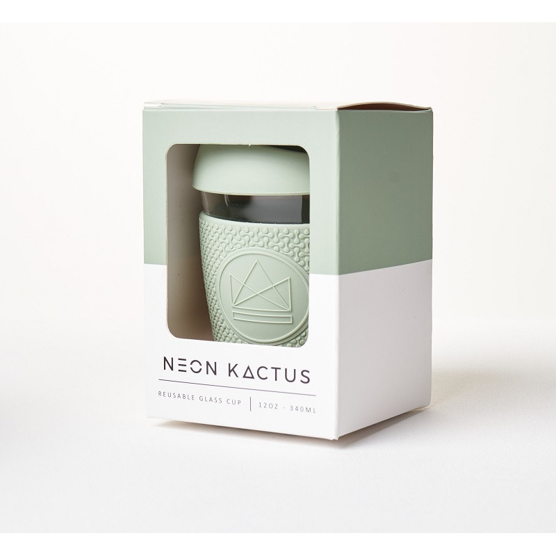 Skleněný hrnek na kávu 340 ml, Neon Kactus, pistaciovy
