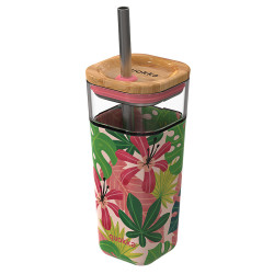Skleněný pohár Liquid Cube, 540ml, Quokka, jungle flora