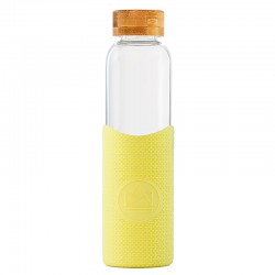 Skleněná láhev na vodu se silikonovým rukávem, 550 ml, Neon Kactus, žlutá