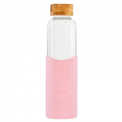 Skleněná láhev na vodu se silikonovým rukávem, 550 ml, Neon Kactus, růžová