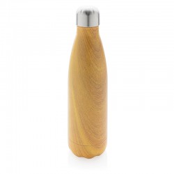 Nerezová láhev na vodu, 500 ml, XD Design, dekor světlého dřeva
