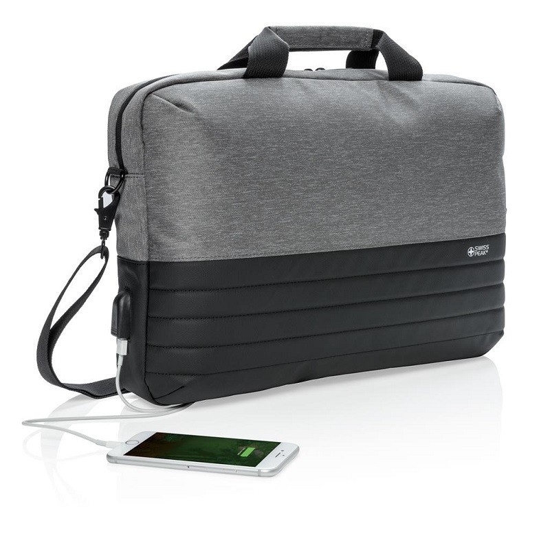 Taška na notebook 15.6" s ochranou RFID, Swiss Peak, černá/šedá