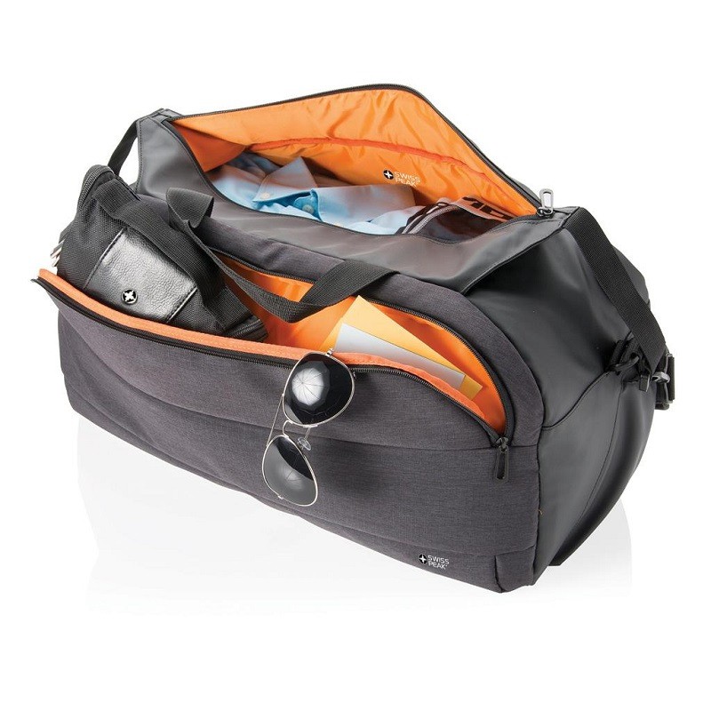 Moderní cestovní taška s USB portem, 40 L, Swiss Peak, černá